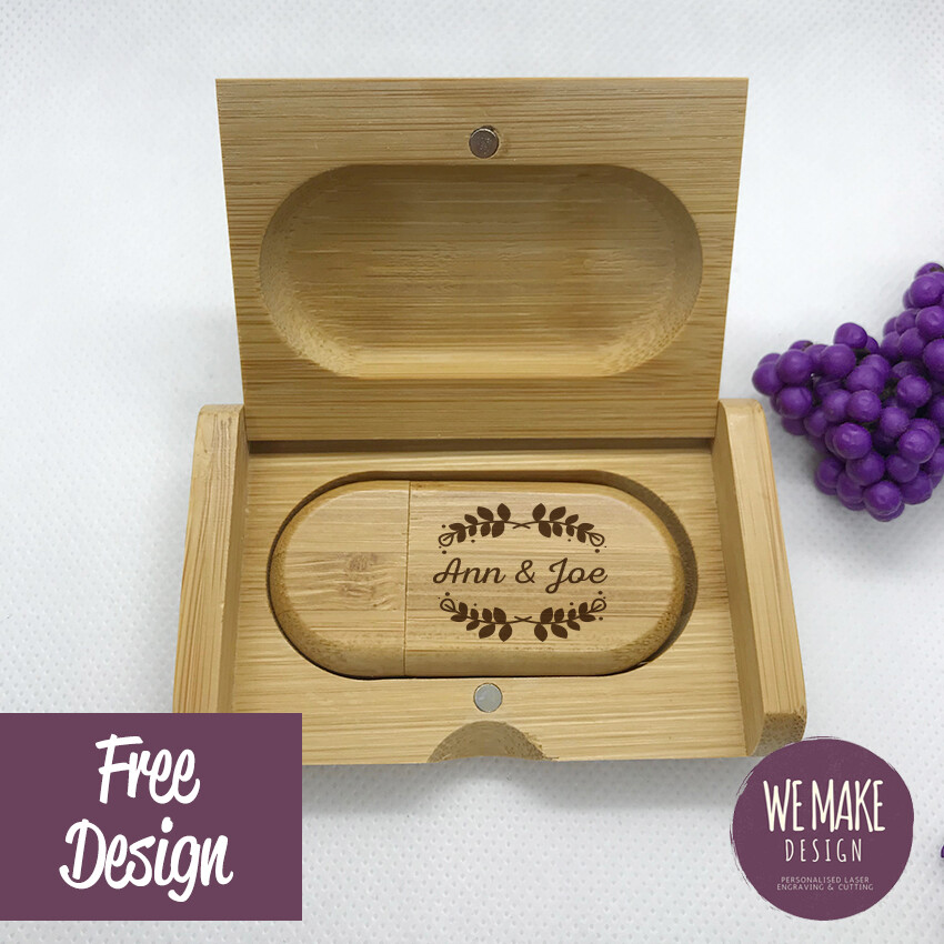 Personalised Wooden Usb with Gift Box, 32GB Wedding Memories