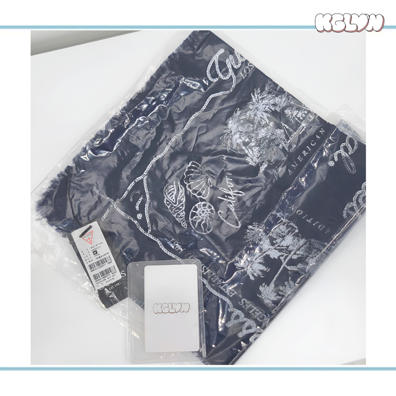 GUESS Navy Bandana Cotton Scarf Hyunjin Style Kpop Fashion Official