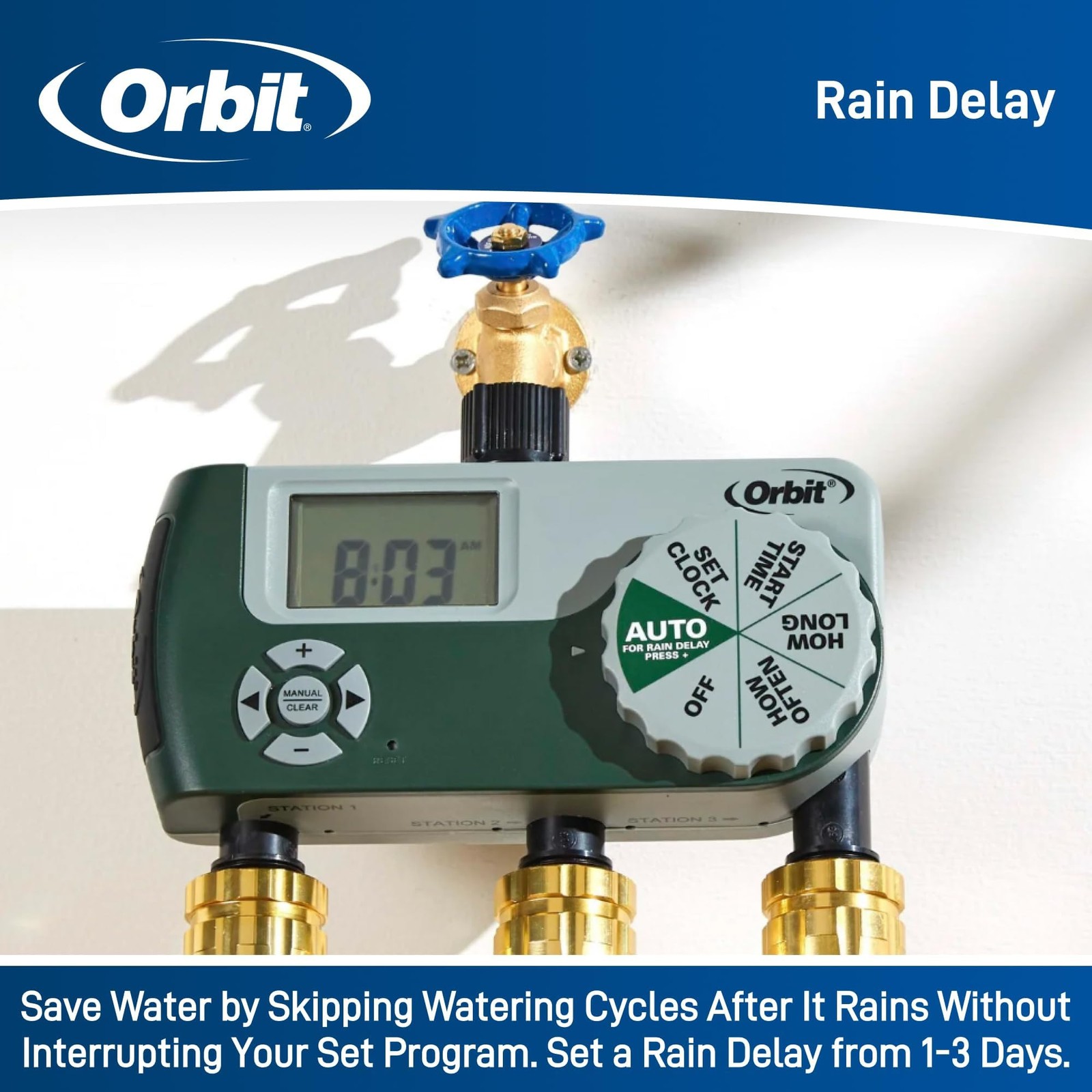 Orbit Programmable Digital Hose Watering Timer - 3 Outlet - Battery Powered -...