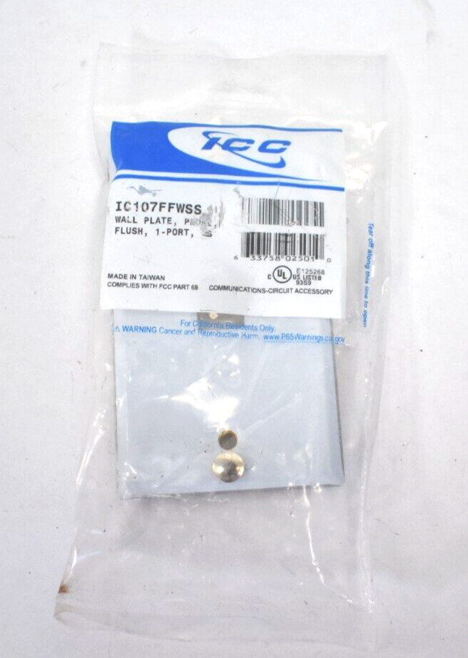 ICC Wall Plate Phone 1 Port Stainless Steel Chrome Finish Device IC107FFWSS