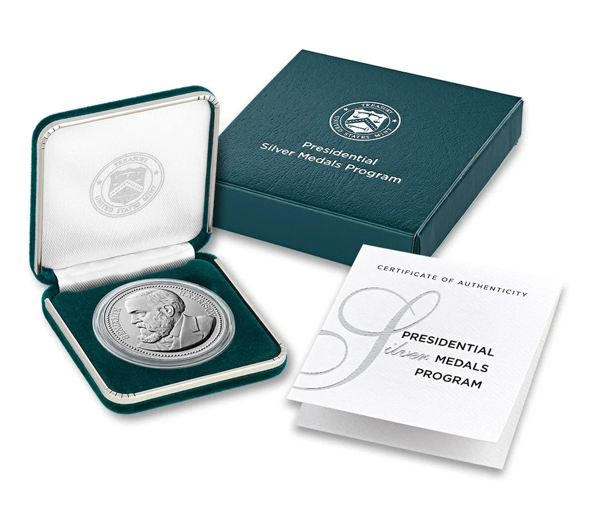 1 oz .999 Silver US Presidential Medal - Benjamin Harrison OMP COA - U2962 STOCK