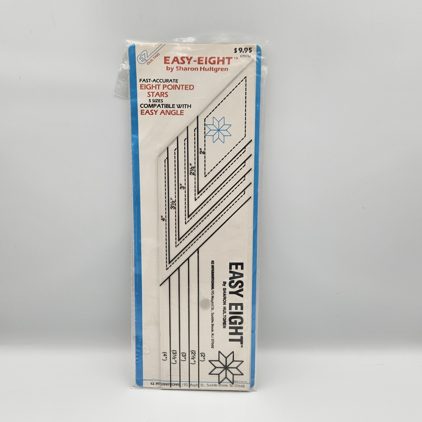 Easy Eight Vintage Sharon Hultgren EZ Quilting Ruler Tool Eight-Pointed Stars
