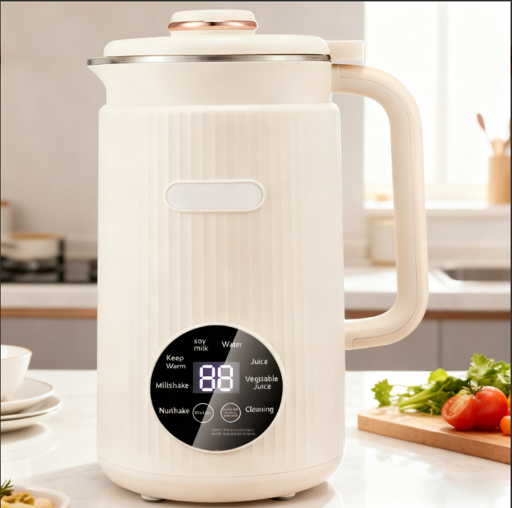Automatic Soy Milk Maker, Self-Cleaning Blender with Blade Grinder, Beige