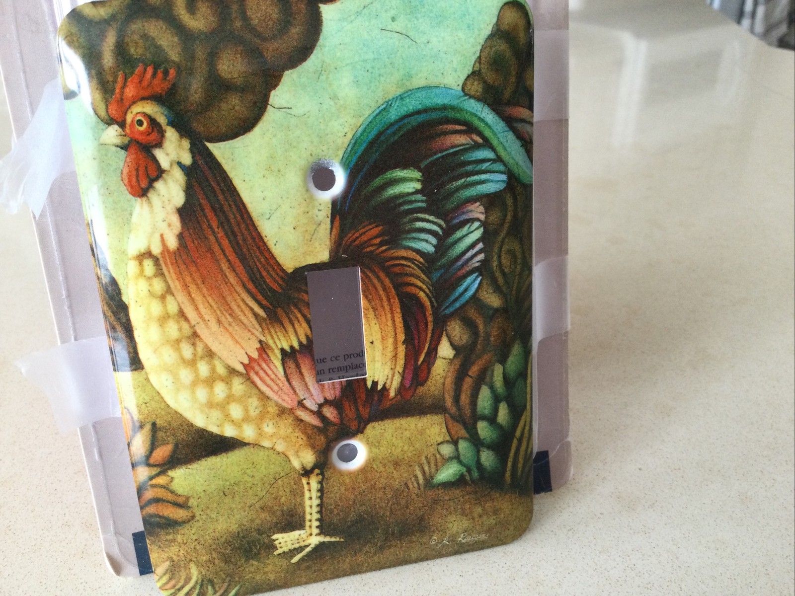Deco Style Durable Metal Wall plate. Rooster.