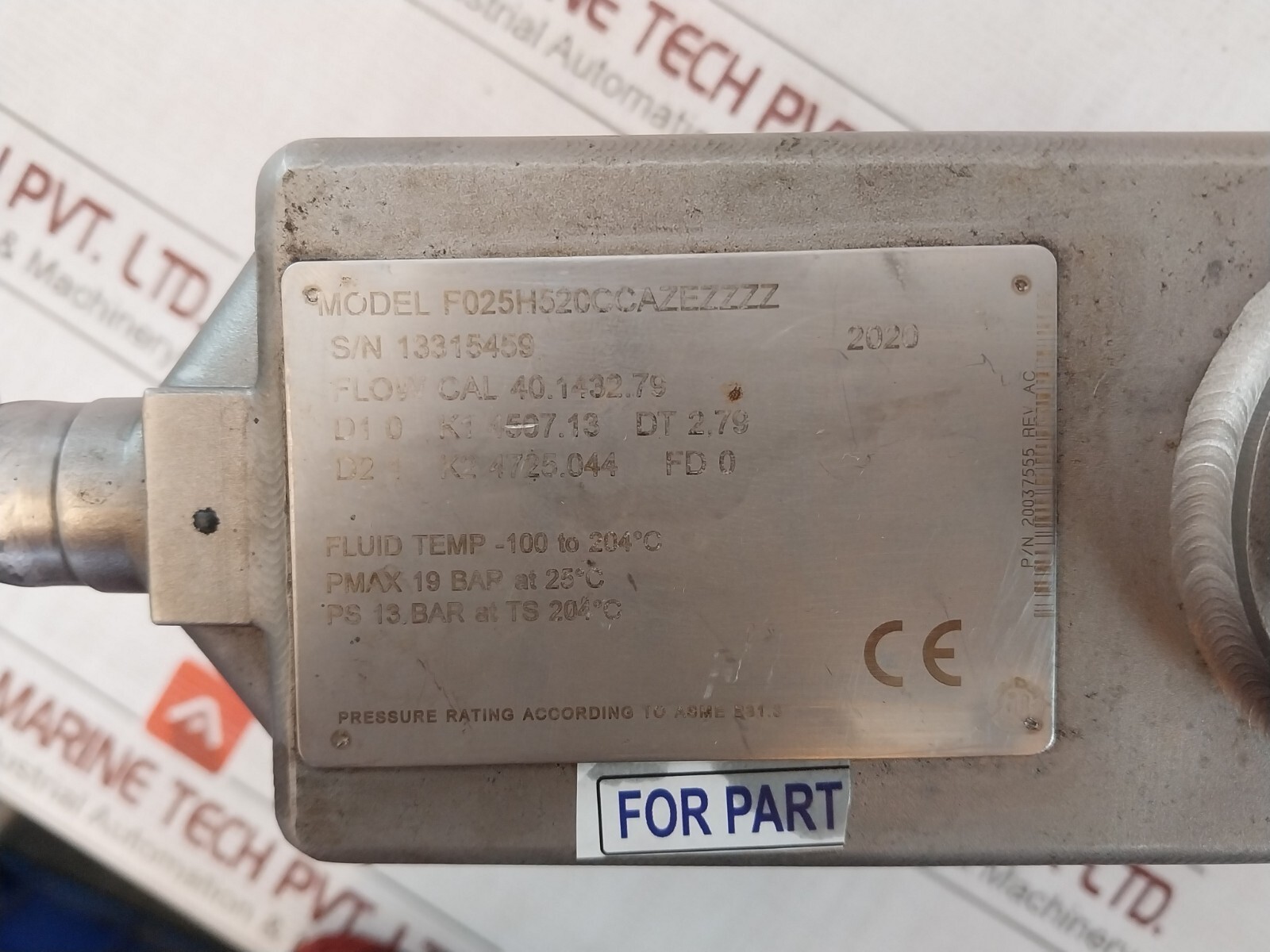 Micro Motion F025H520CCAZEZZZZ Mass Flow Sensor 1/2In B16 (Not Working)
