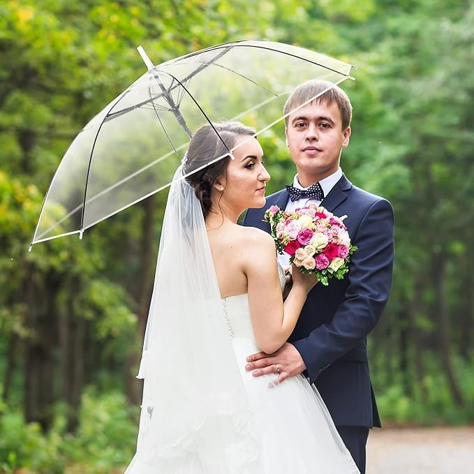 59Pack Clear Wedding Umbrellas Bulk Transparent Auto Open Stick #2069CT4