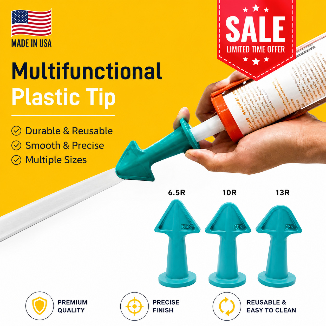 3PCS Multi-Function Silicone Sealant Nozzle Scraper Caulking Finishing Tool Kit