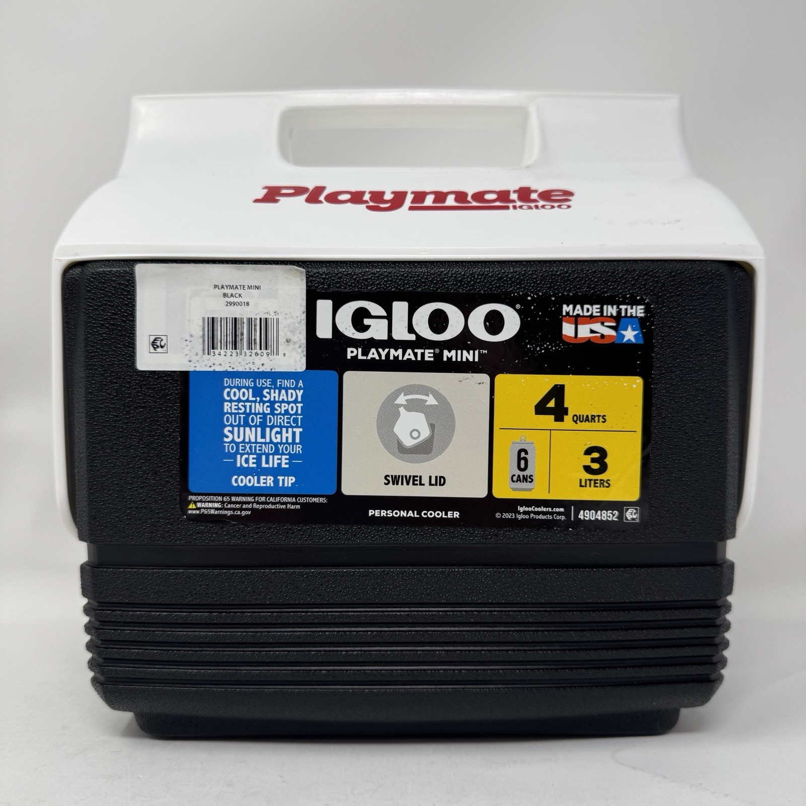 Igloo Playmate Black Mini Cooler Lunch Box Pail 4 Quart 3 Liter 6 Pack Cans