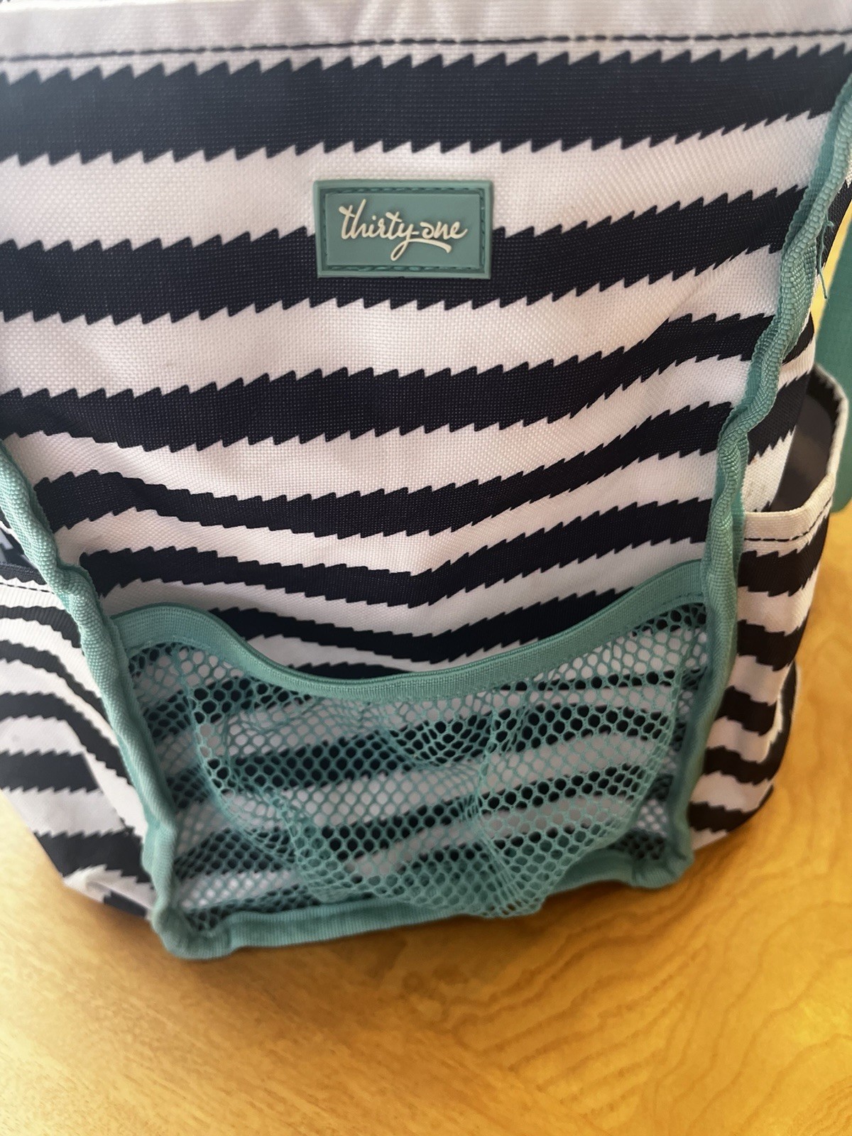 Thirty One Utility Tote Bag Organizer Craft Teacher Carryall Black White Teal