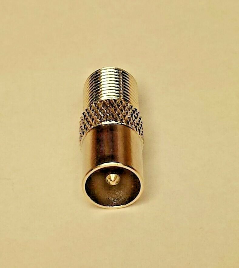 FP100 RF adapter: F-jack US-TV antenna Input to PAL-male (European Radio-TV) out