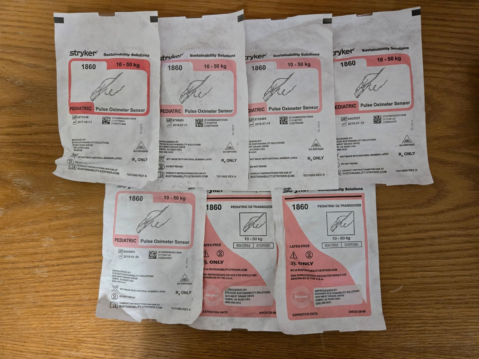 Masimo Stryker 1860 Pediatric Pulse Oximeter Sensor LNC Connector / Lot of 7