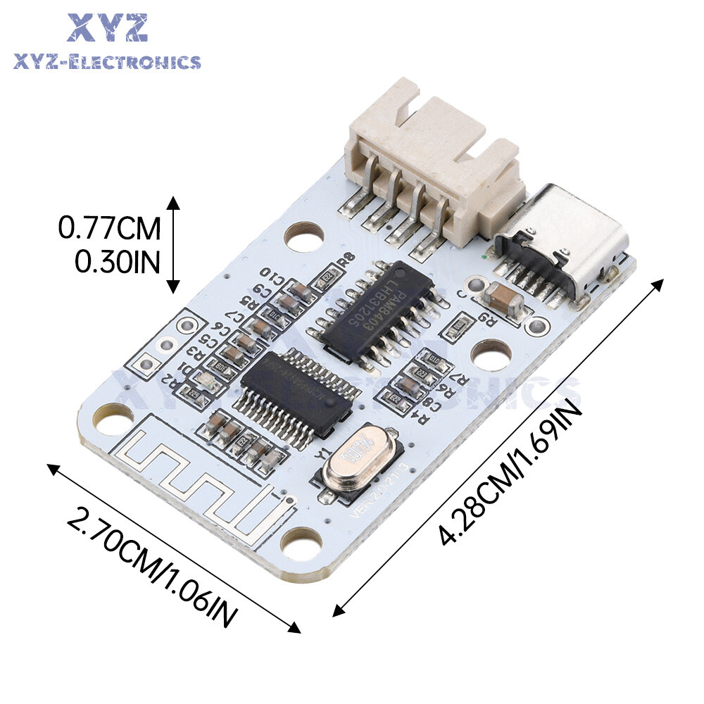 Type-C PAM8403 Bluetooth 5.0 3W+3W Stereo Audio Module Digital Amplifier Board