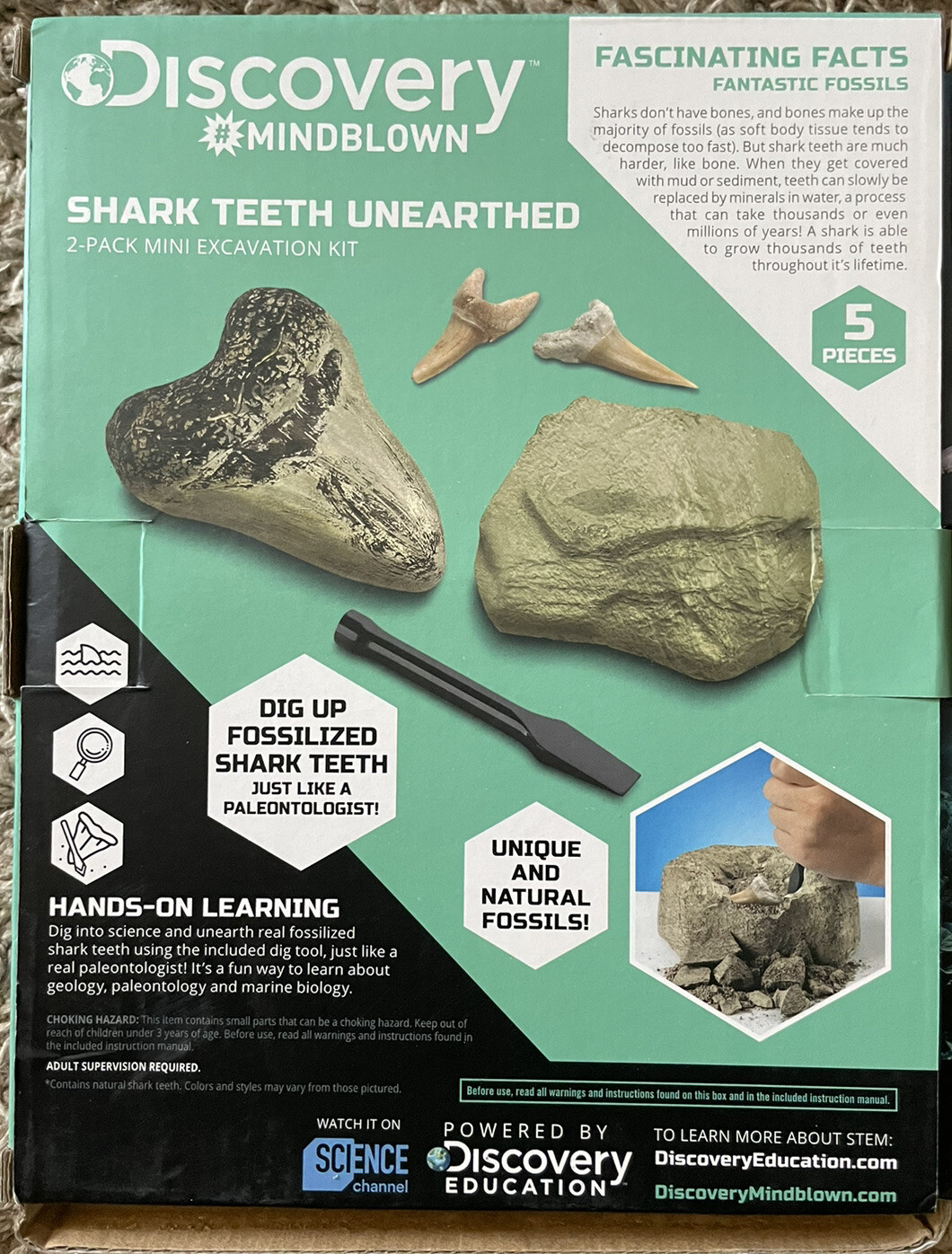 Discovery #Mindblown Shark Teeth Unearthed 2pk Mini Excavation STEM Science Kit