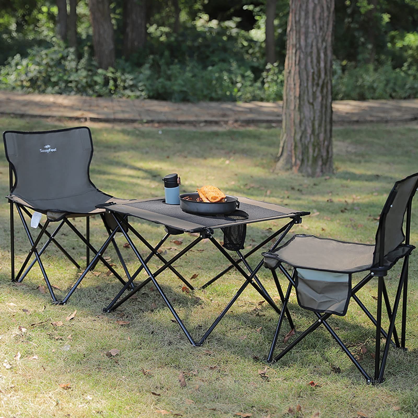 Outdoor Folding Table | Lightweight Mesh Compact Camping Table, Roll Up Top 2...
