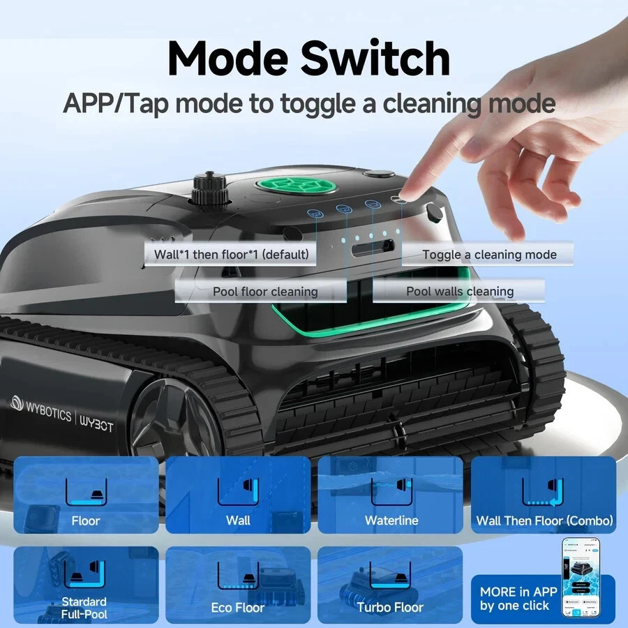 WYBOT S2 Cordless Robotic Pool Cleaner, 210 Mins Runtime, 90W Powerful Suction