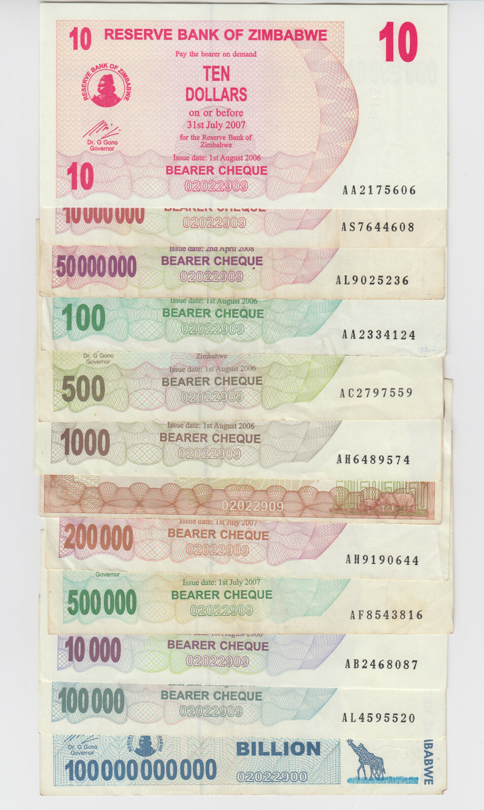ZIMBABWE 12 DIFF. BANKNOTES 2000'S  CIRCULATED  LOW SHIPPING  WE COMBINE