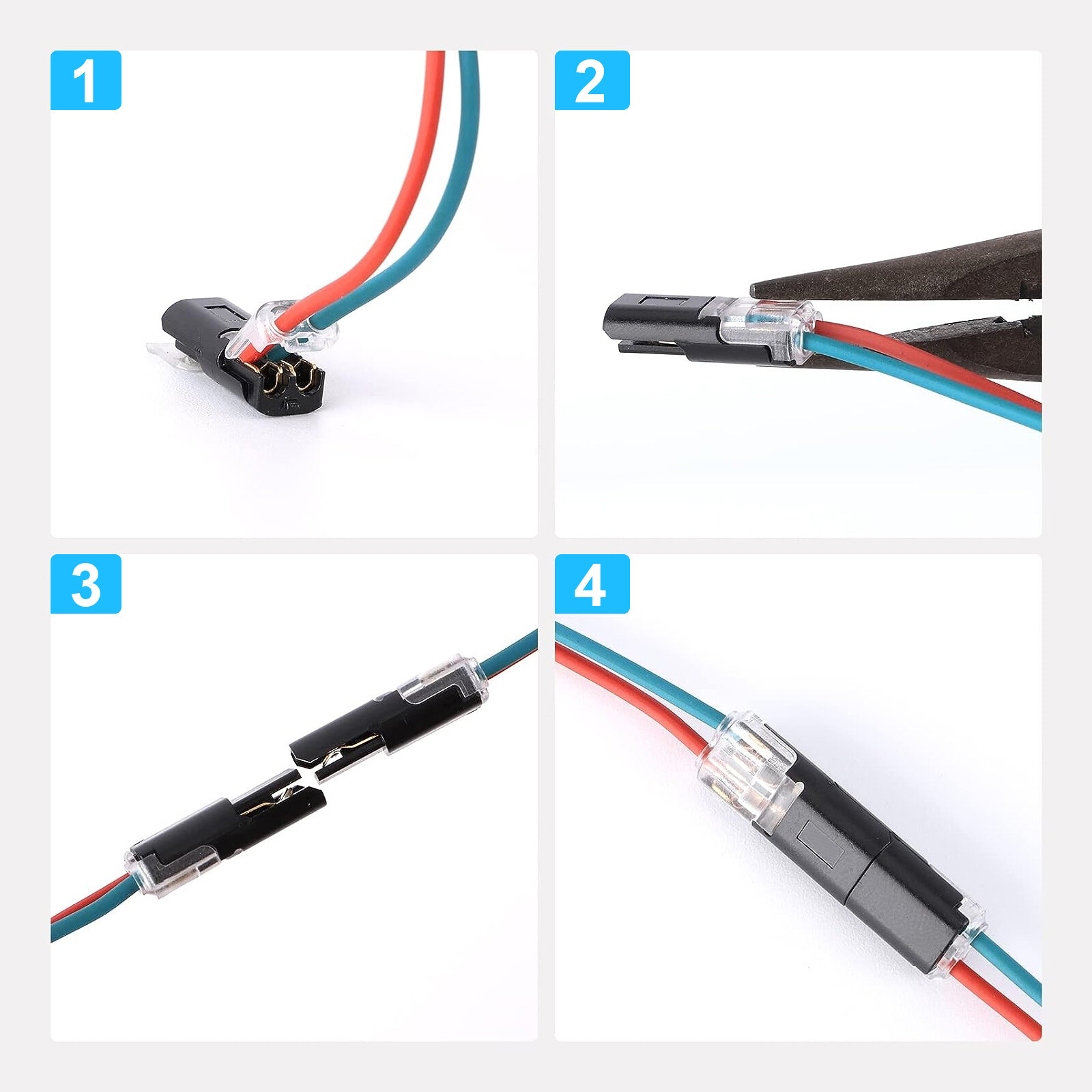 60x 2Pin Way Plug Electrical Wire Cable Snap Connector Waterproof Terminal Clamp