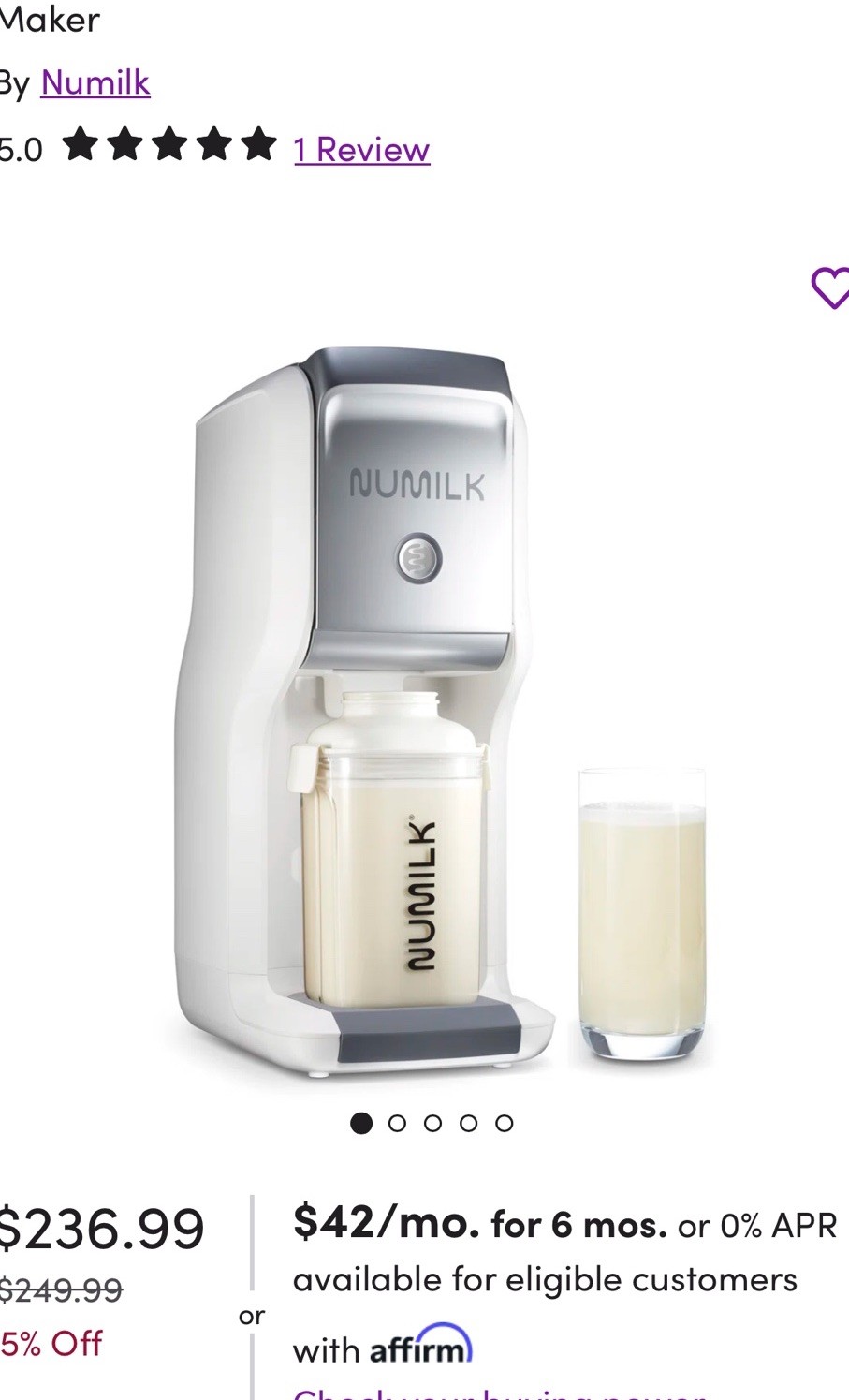 Numilk Home Machine 32oz Nut Milk Maker