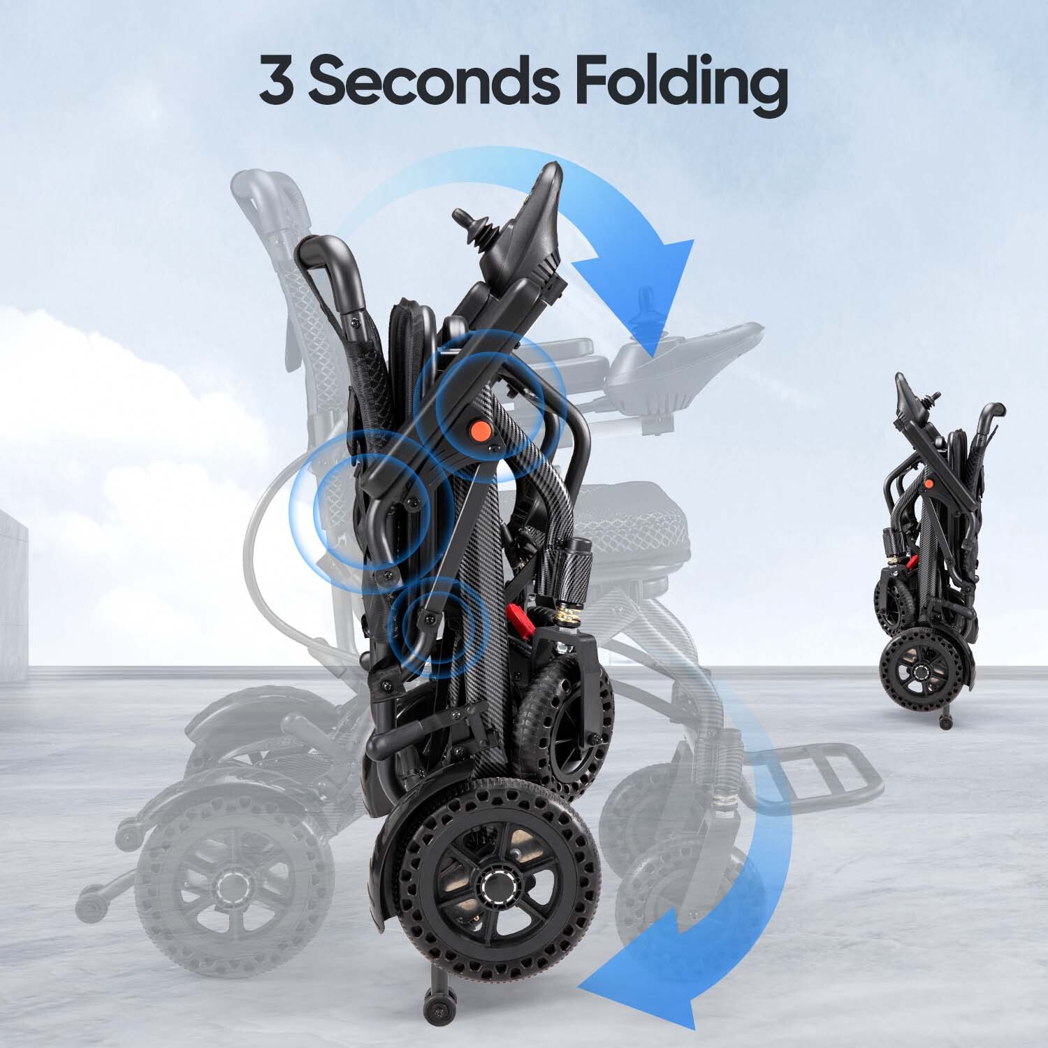 Lightweight 38Lb Foldable Electric Wheelchair Intelligent 300Lb All Terrain FDA