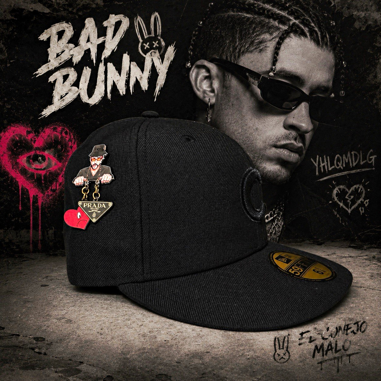 Men’s Chicago Cubs 🐻 New Era Primary Logo Basic “Bad Bunny Hat Pin Added”