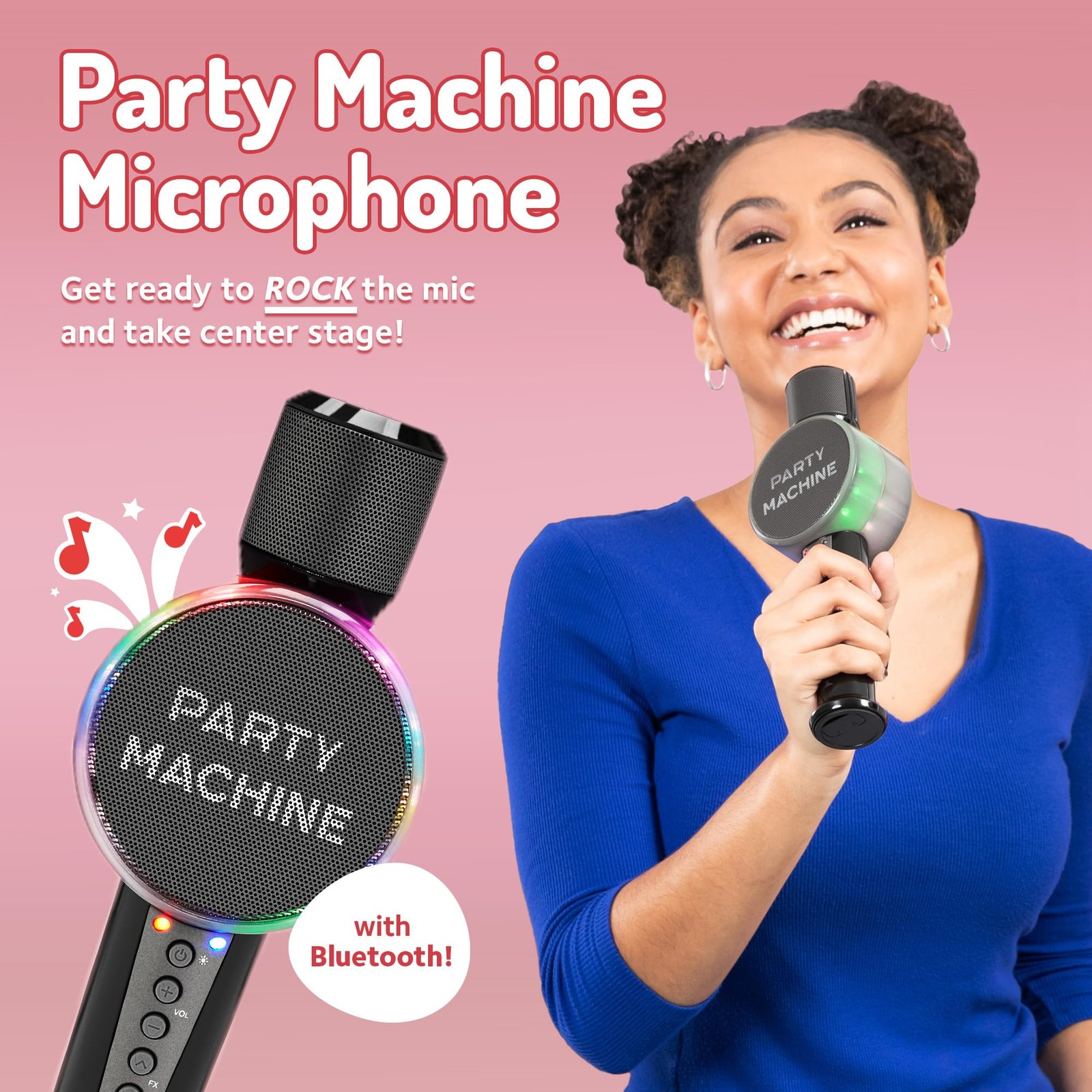 Wireless Karaoke Microphone Handheld Bluetooth Speaker Voice Changer Black