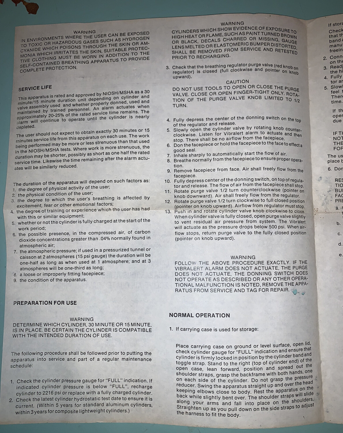 Vintage Scott Pressure-Pak 2.0 Instruction Booklet 1986