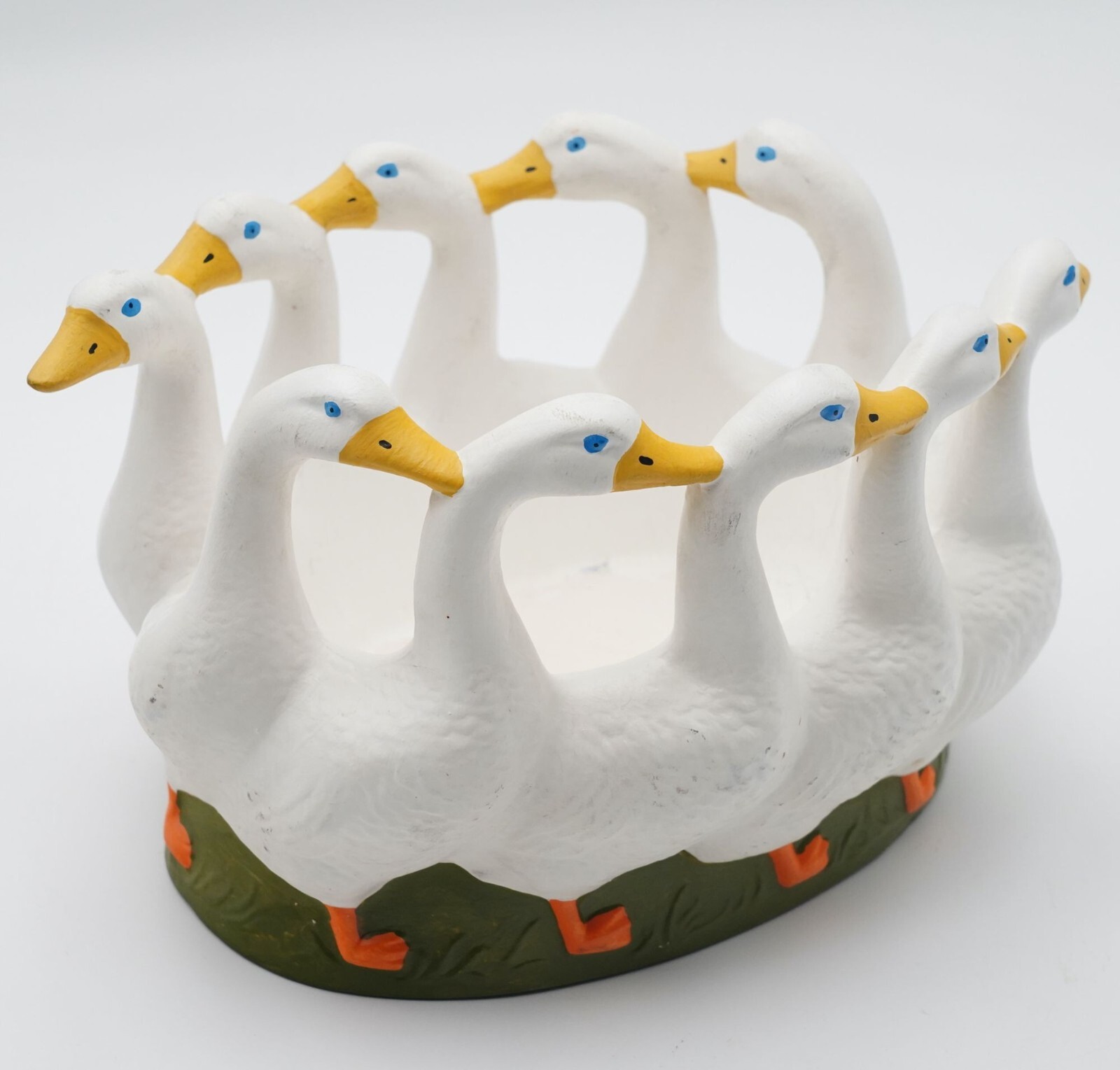 Vintage Holland Mold Gaggle of Geese Ring Ceramic Planter Bowl Centerpiece 9"