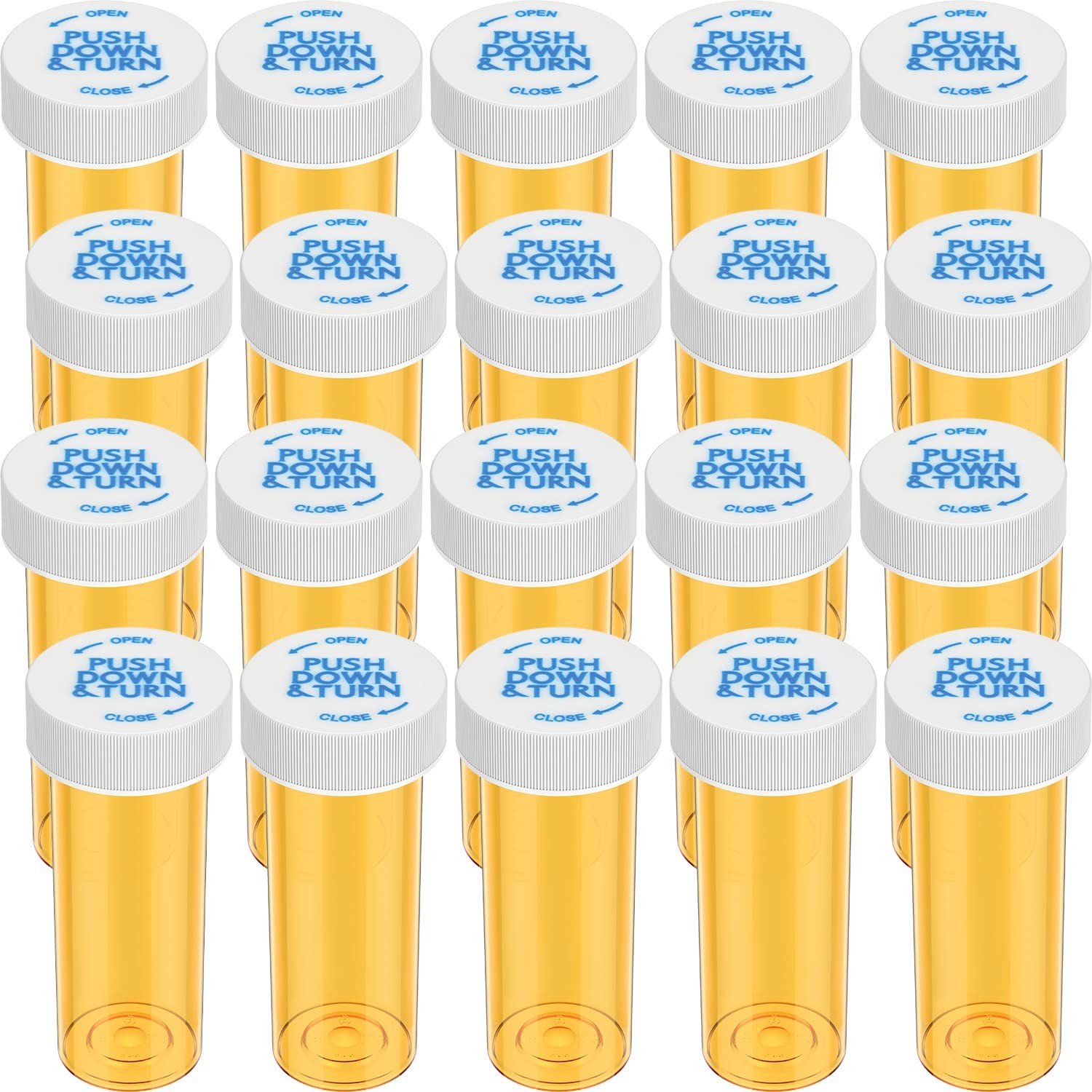 20 Pack Medicine Pill Bottles Empty With Caps for Medication Orange 0.9 In...