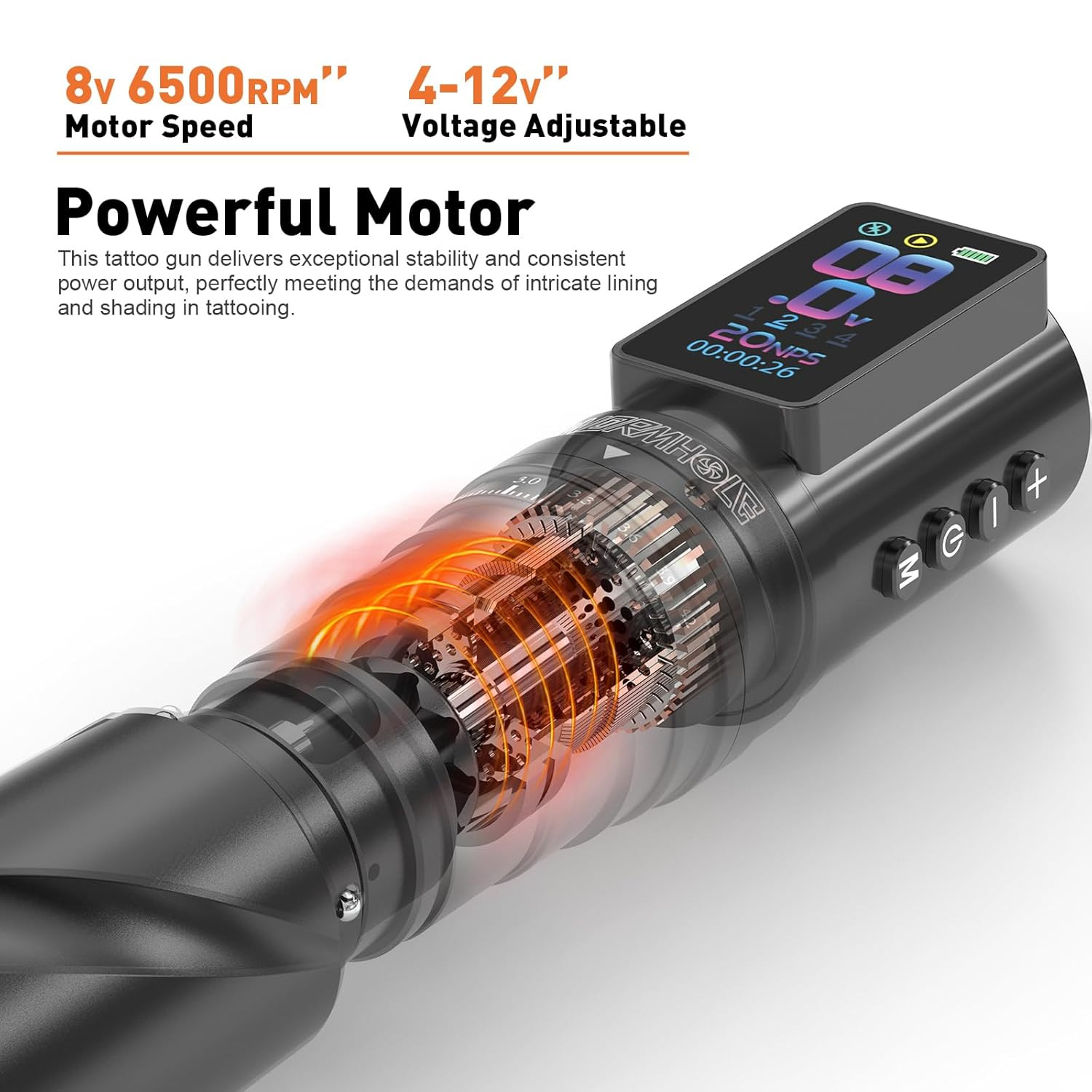Gun Wireless Tattoo Machine Multi-Function Tattoo Pen 2,300Mah Battery with Repl