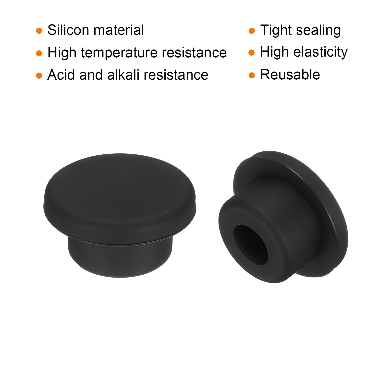 6Pcs High Temp Silicone Plug T Shaped Solid Silicon Stopper Black 27x14x10mm