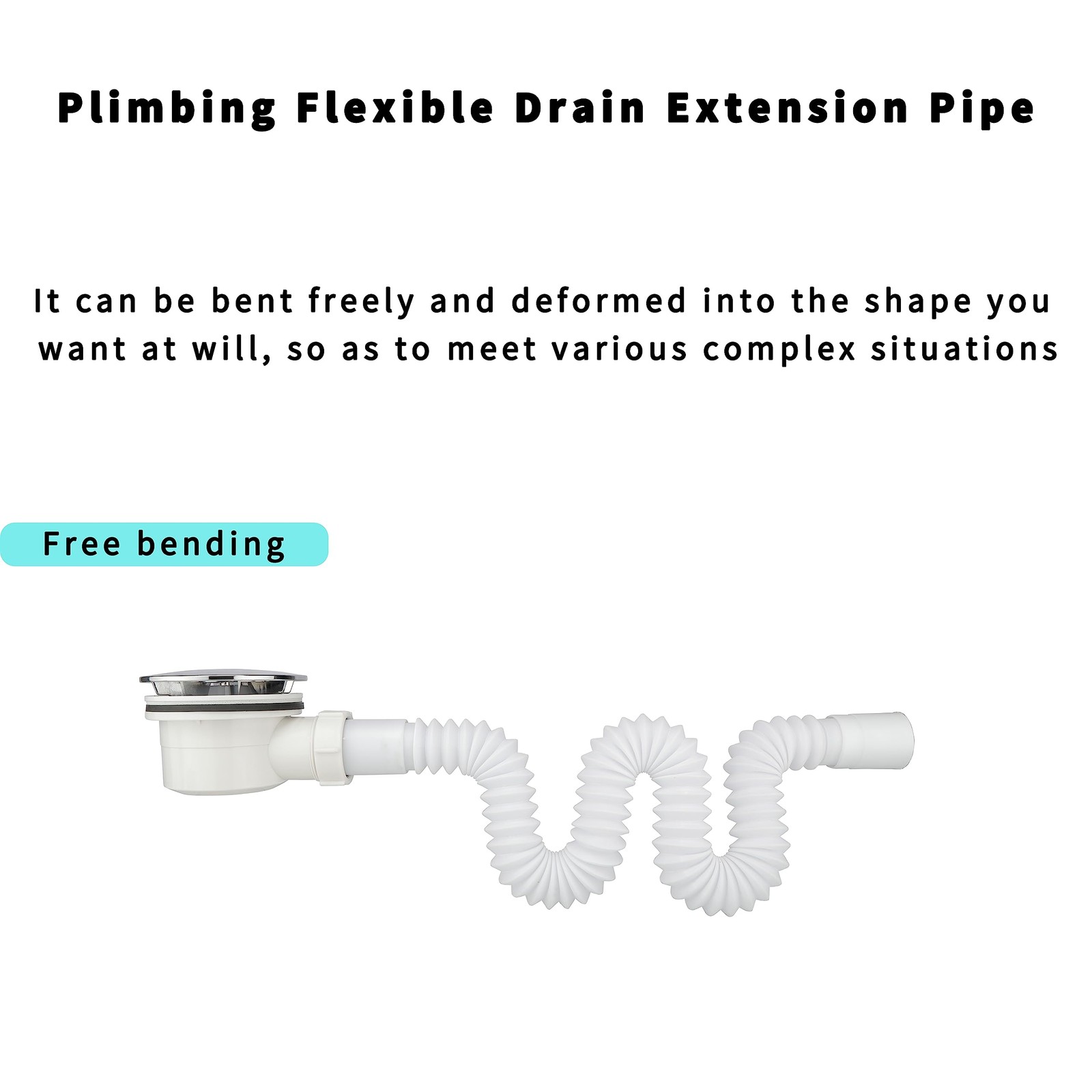 Low Profile Shower Drain, 1.5" Side Outlet Drain Assembly with White