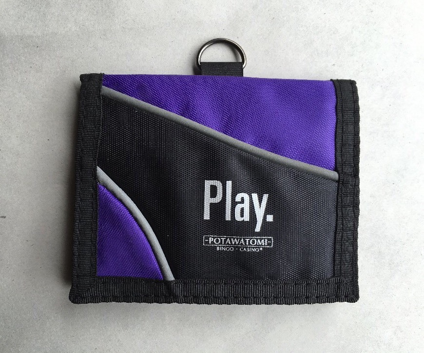 Potawatomi Bingo Casino Wallet NOS Nylon With Hook N Loop Closure Trifold
