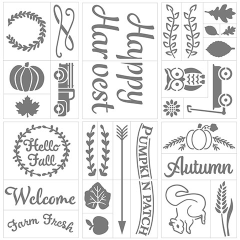 Large 11x17 Adhesive Stencils in Fall Designs, 6 pack