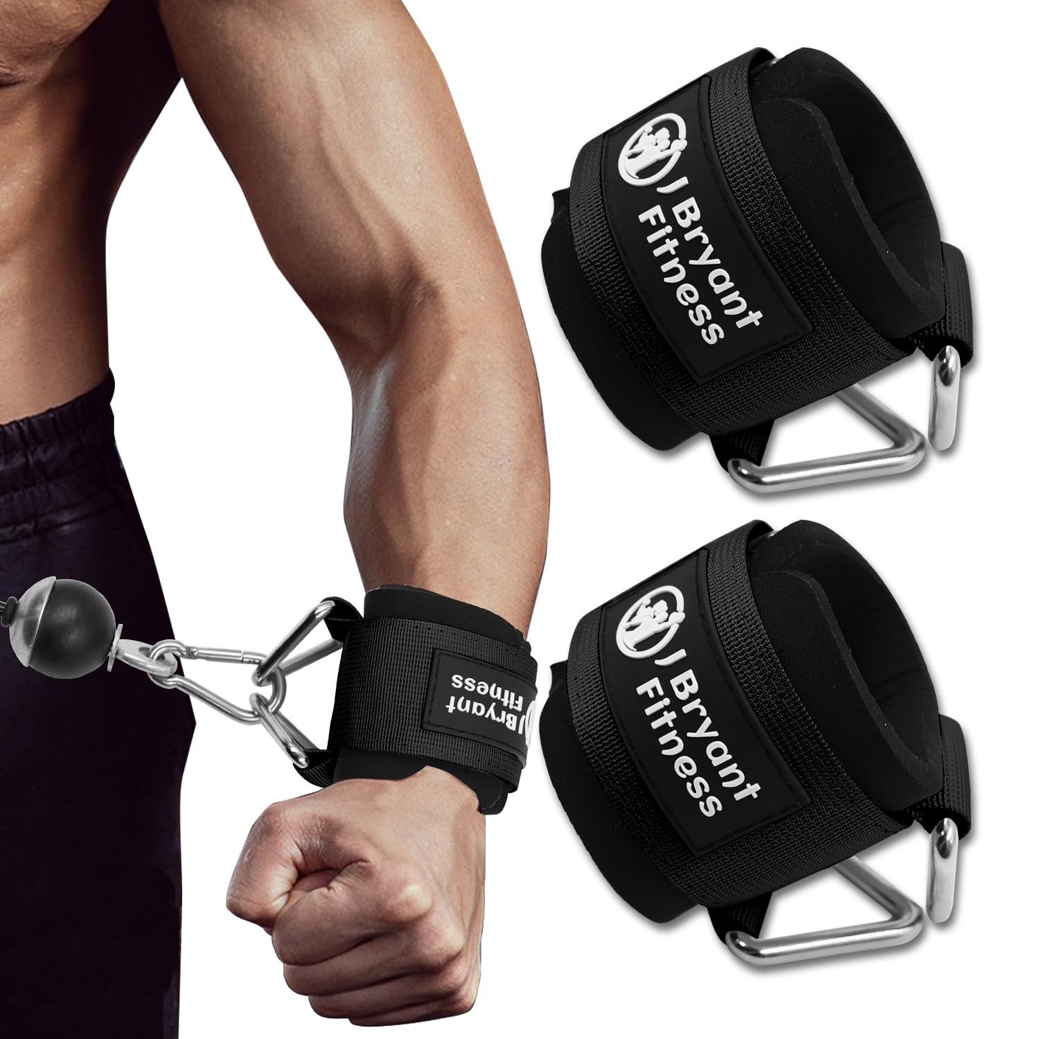 Fitness Wrist Cuffs for Cable Machines – Heavy Duty Adjustable Wrist Straps w...