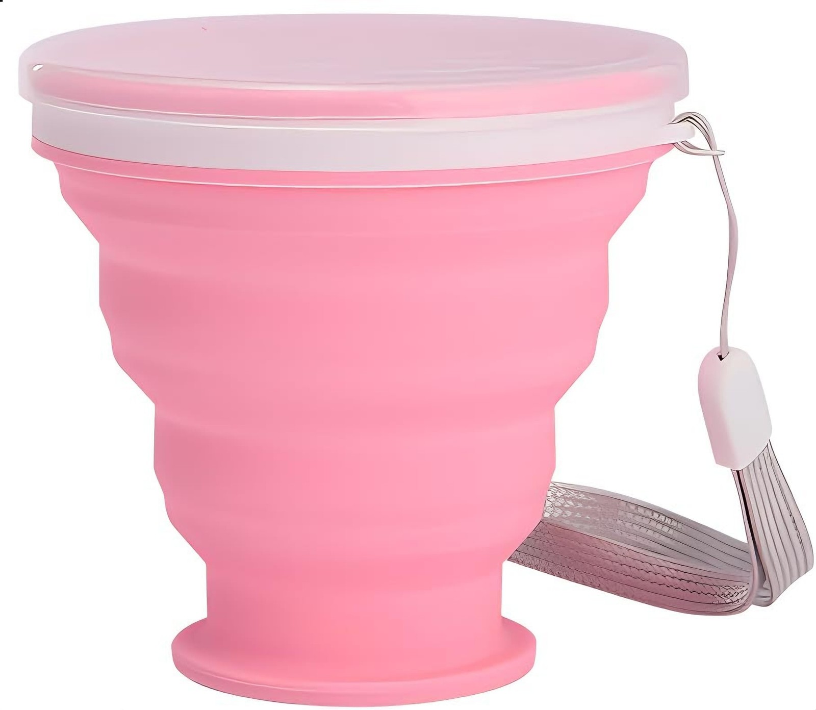 Silicone Folding Travel Cup with Lid - Expandable Reusable Drinking Mug for C...