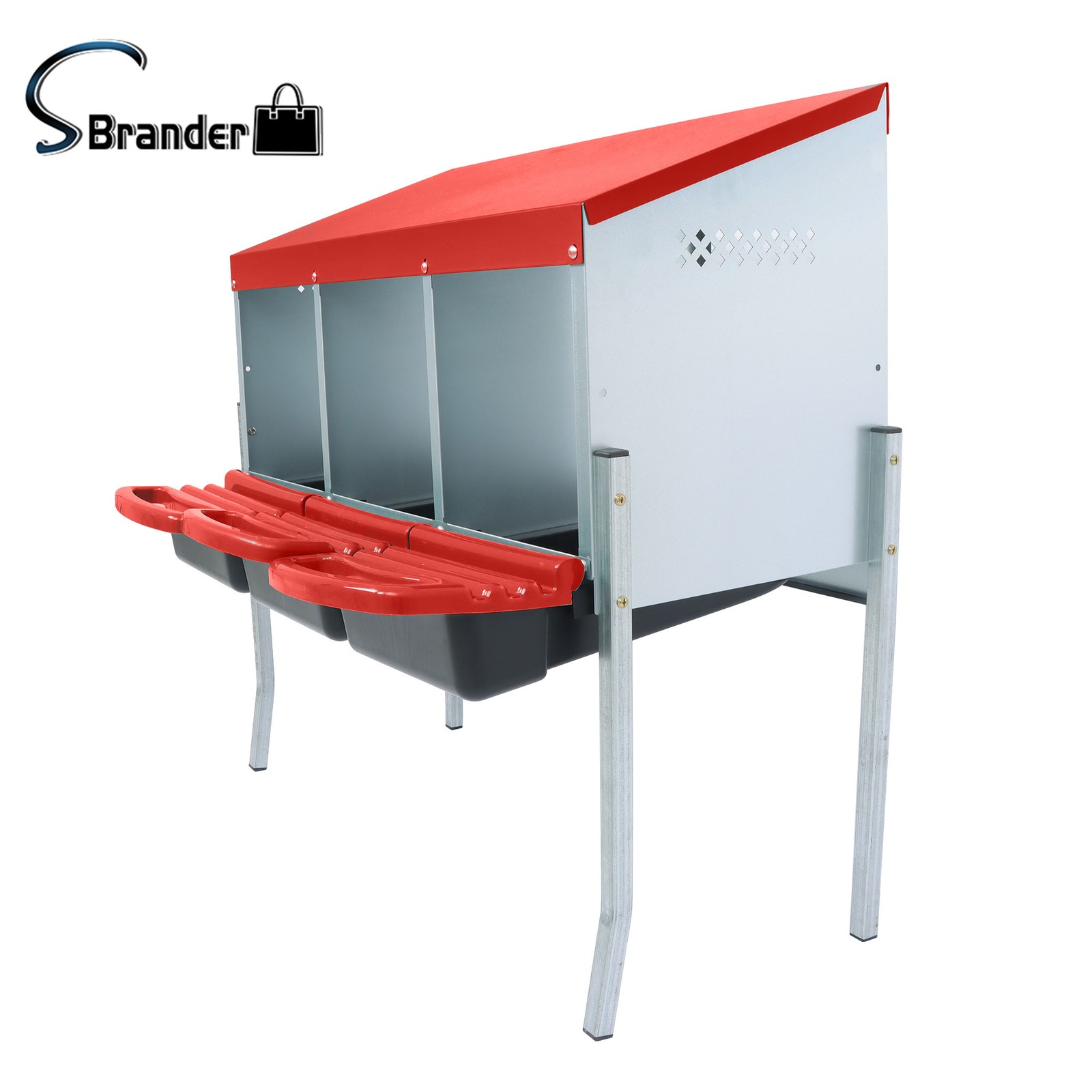 High Quality Chicken Nesting Boxes 3 Holes With Metal Legs Roll Out Nesting Box