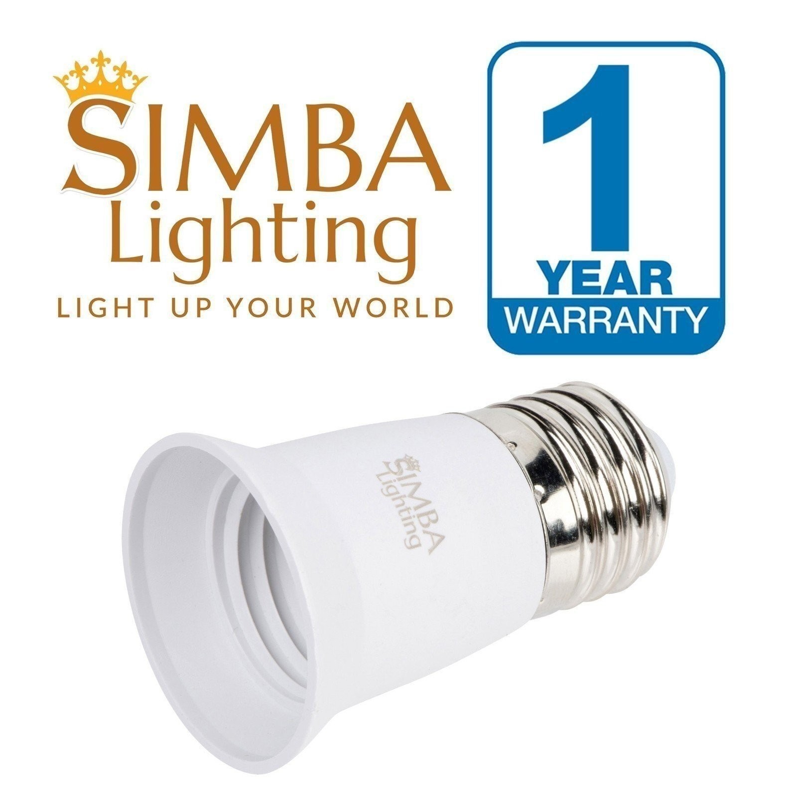 [4 Pack] Simba Lighting E26 Light Bulb Socket Extender 3cm / 1.2in Adapter White