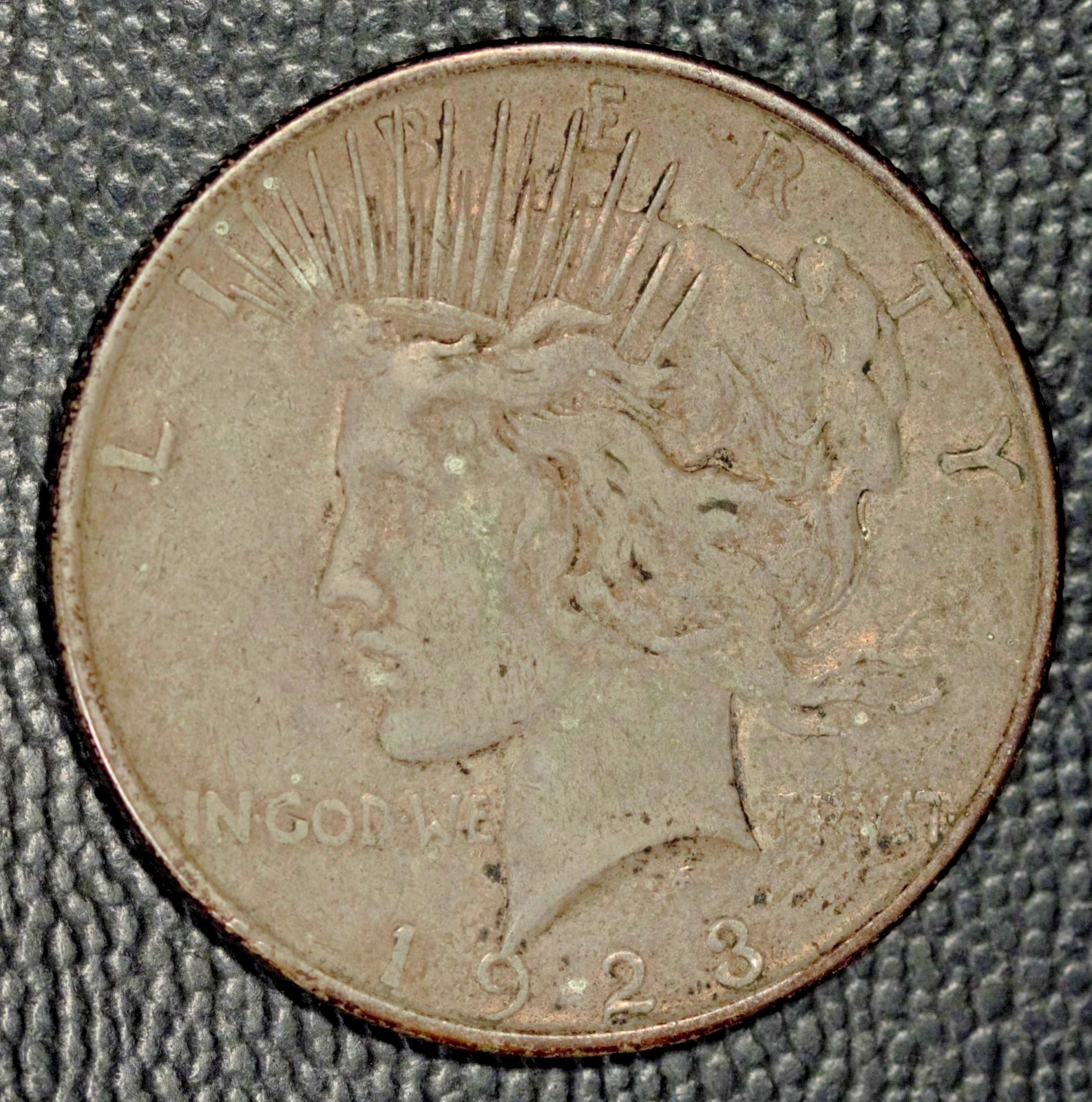 1923 Peace Silver Dollar, XF, Toned