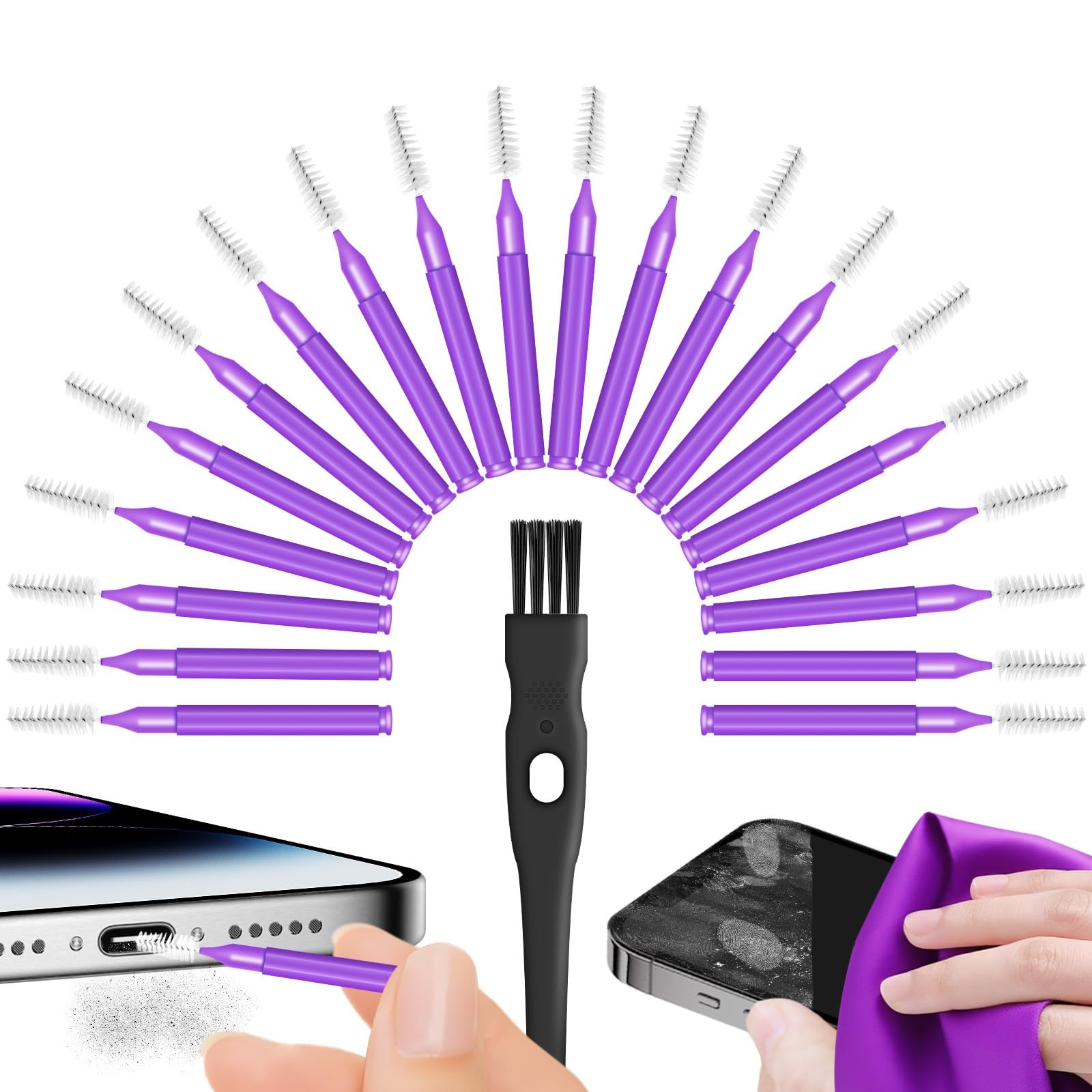Cleaning Kit for Cell Phone and Headphone Charging Port, USB C, Purple
