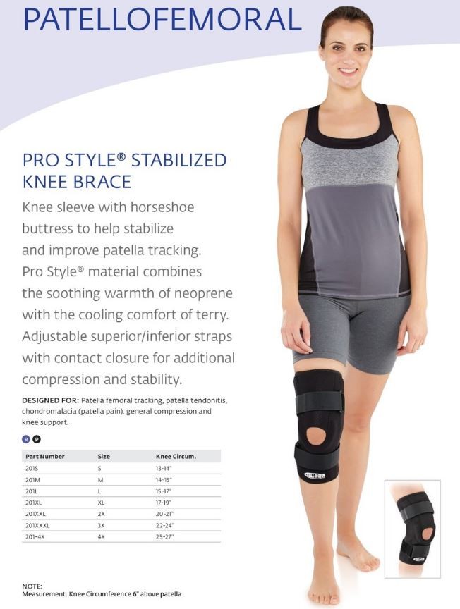 Bell-Horn ProStyle Stabilized Knee Brace Medium - Patella Femoral Tracking, Pate