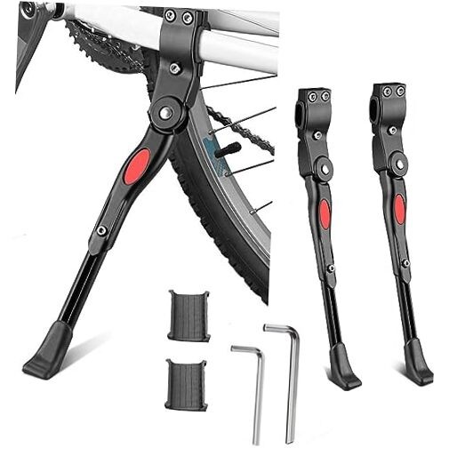 Adjustable Bicycle Kickstand, Bike Side Support Kick Stand for 22 Black-2 pack