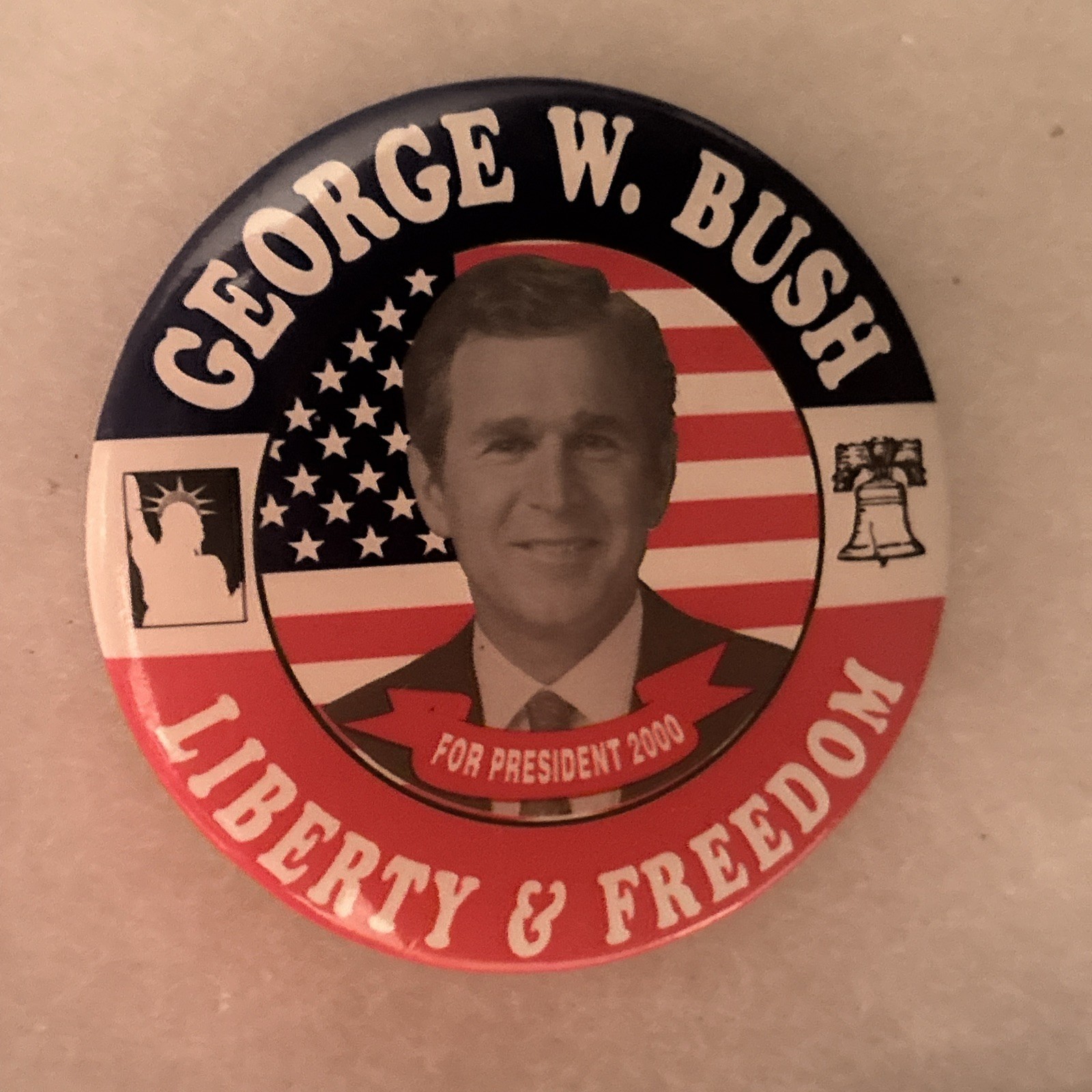 George W Bush Liberty & Freedom 3” pinback button pin
