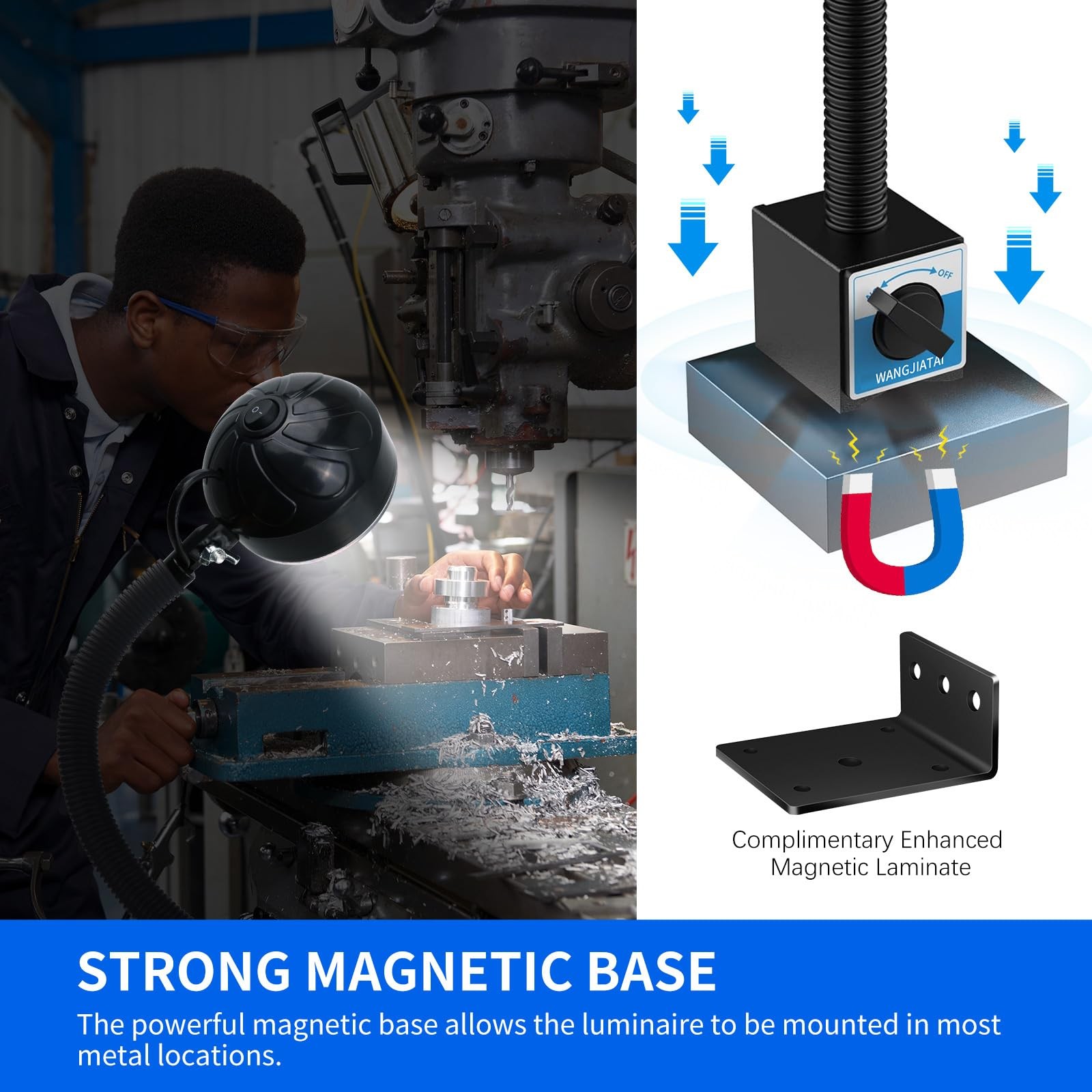 WangJiaTai Magnetic Work Light, LED Machine Light with 1, Black