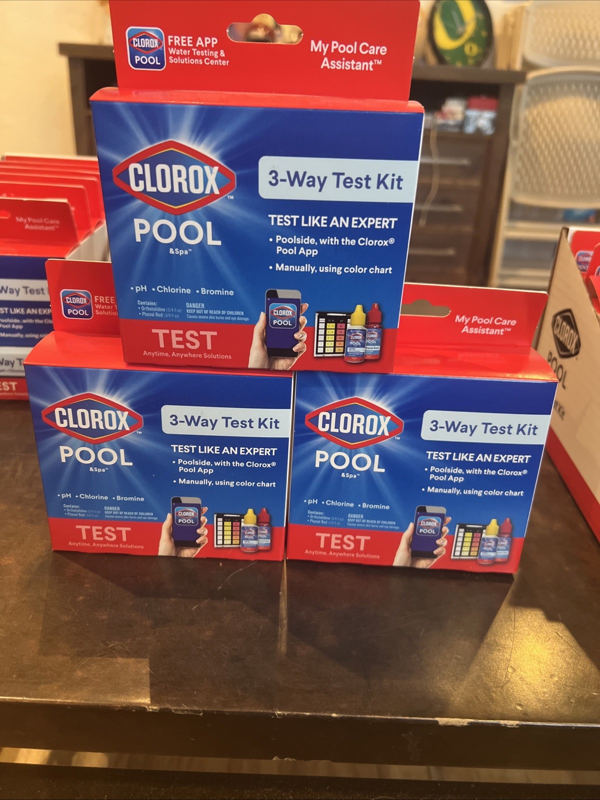 Lot of 3 Clorox Pool & Spa 3-Way Water Test Kit for pH Chlorine Bromine - NEW