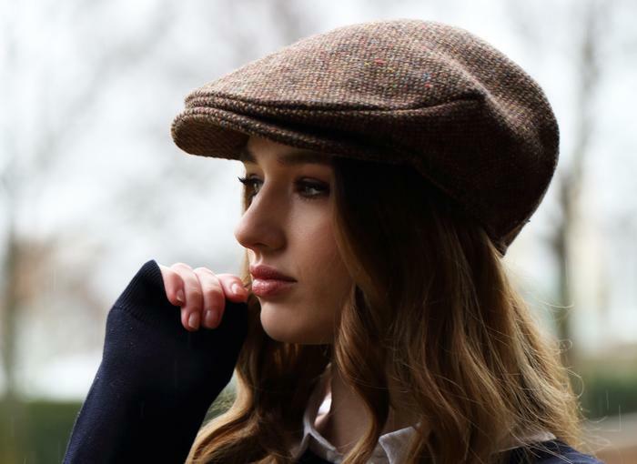 Hanna Hats Men's Womans Donegal Irish Tweed Hat Cap Brown Vintage 100% Pure Wool
