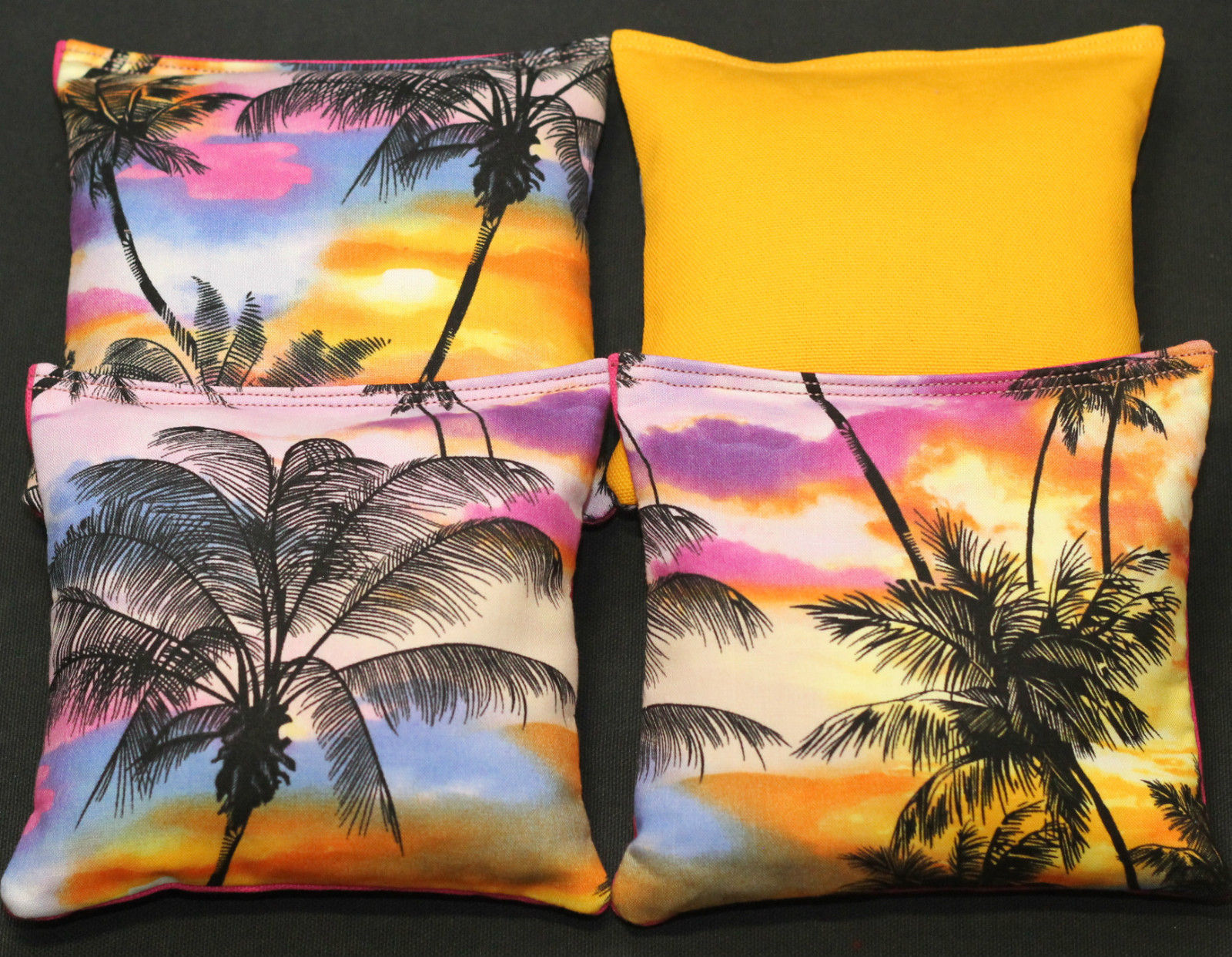 Palm Trees PARADISE Island CORNHOLE BEAN BAGS 4 ACA Regulation Tailgate Bags