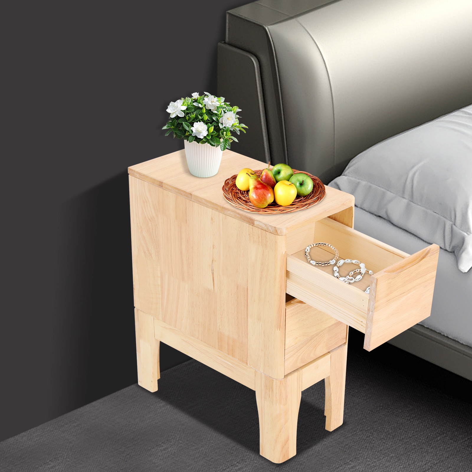 Wood Bedside Table, Sofa Side Table, Bedside Table with Drawers Bedside Table
