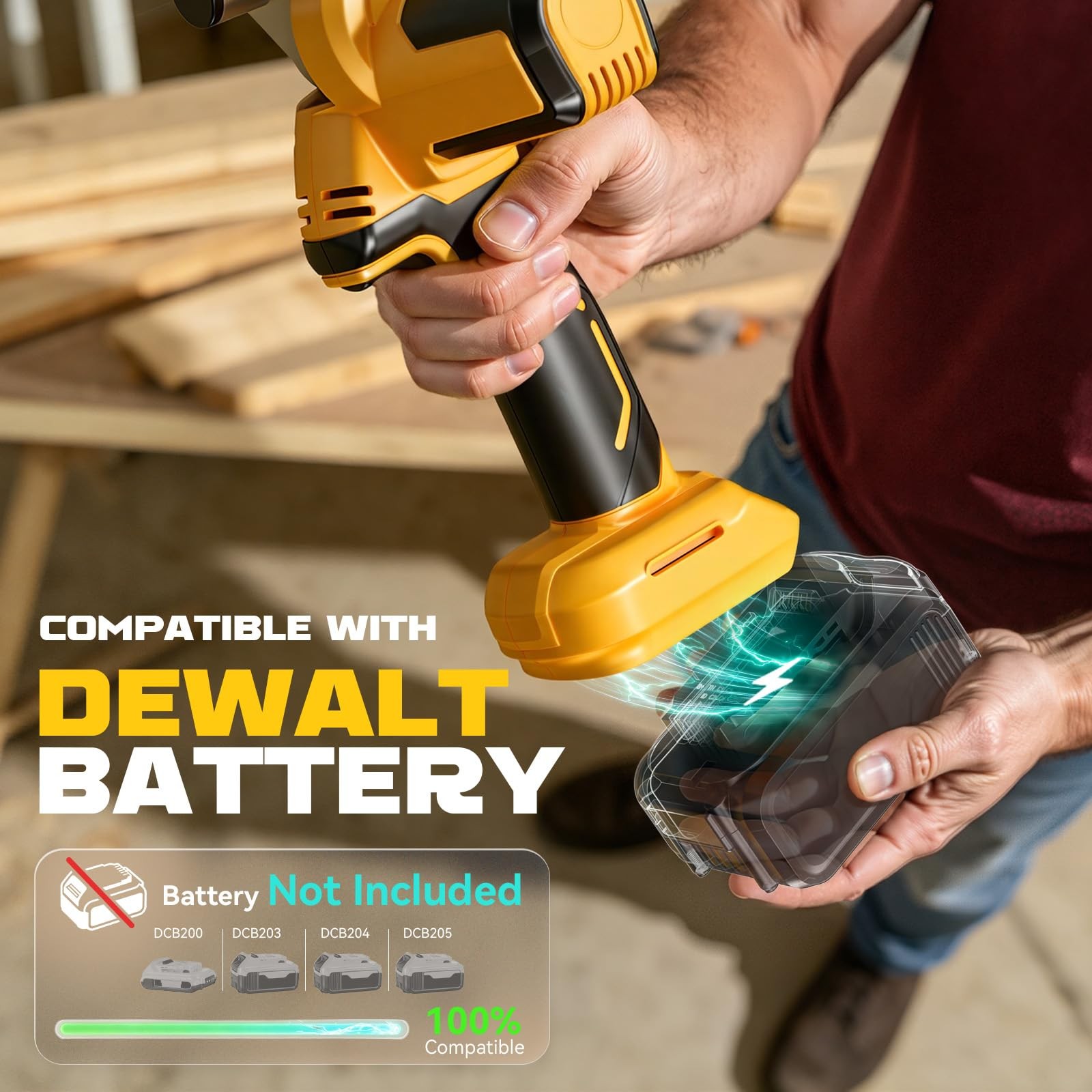 Cordless Belt Sander Compatible with Dewalt Battery Tool Only 100° adjustable...