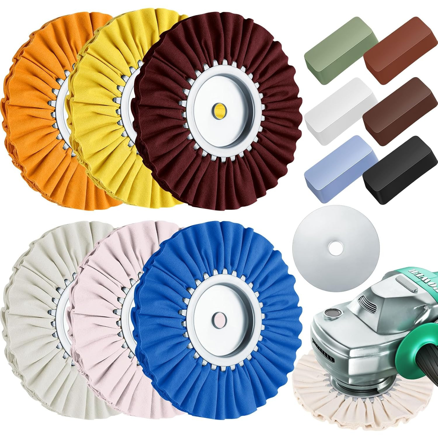 8 Inch Airway Buffing Wheels Aluminum Wheel Polishing Kit in Diameter 5/8 Inch A