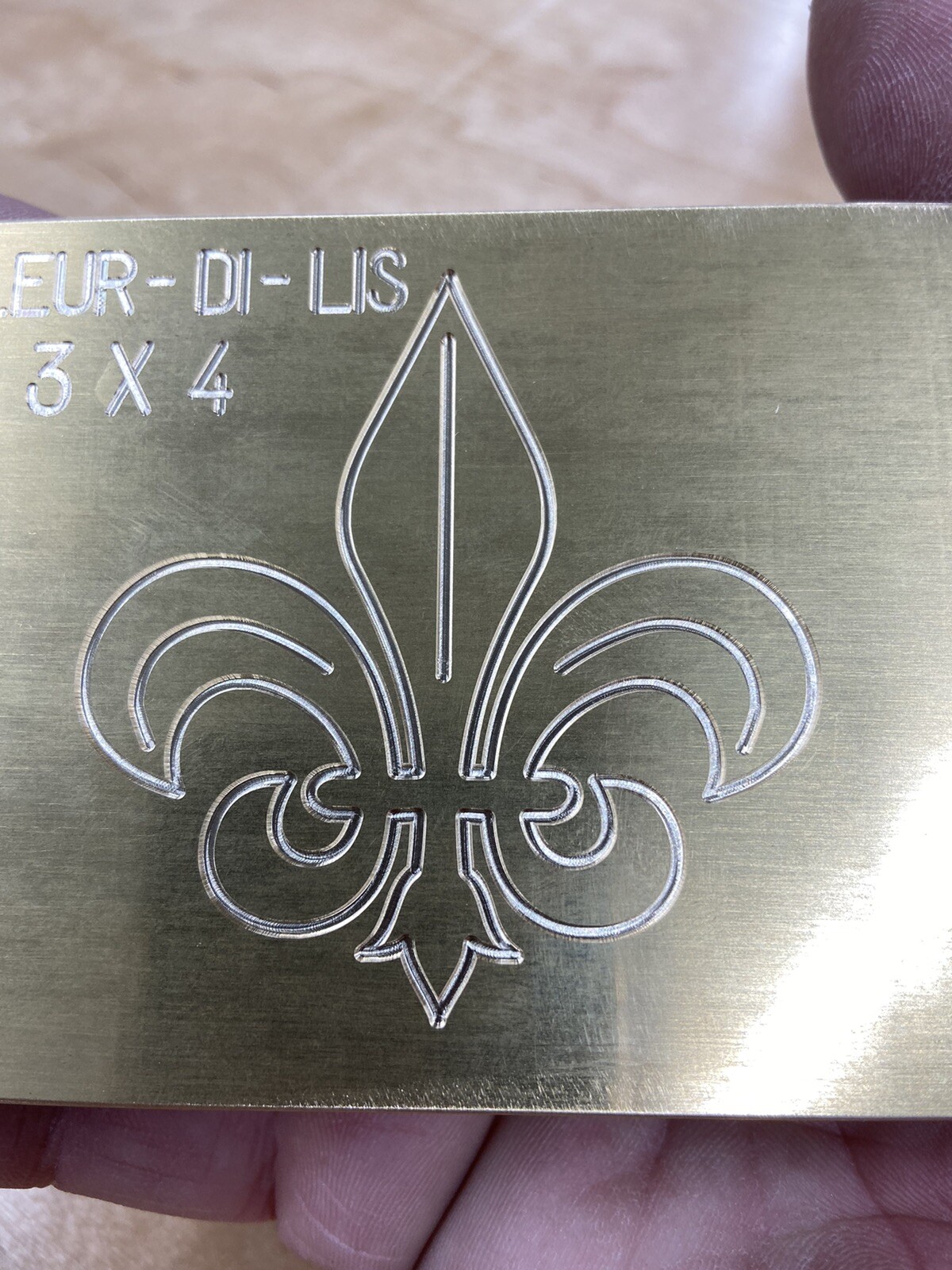 SMALL FLEUR DI LIS BRASS MASTER TEMPLATE FOR NEW HERMES ENGRAVER SOLID BRASS
